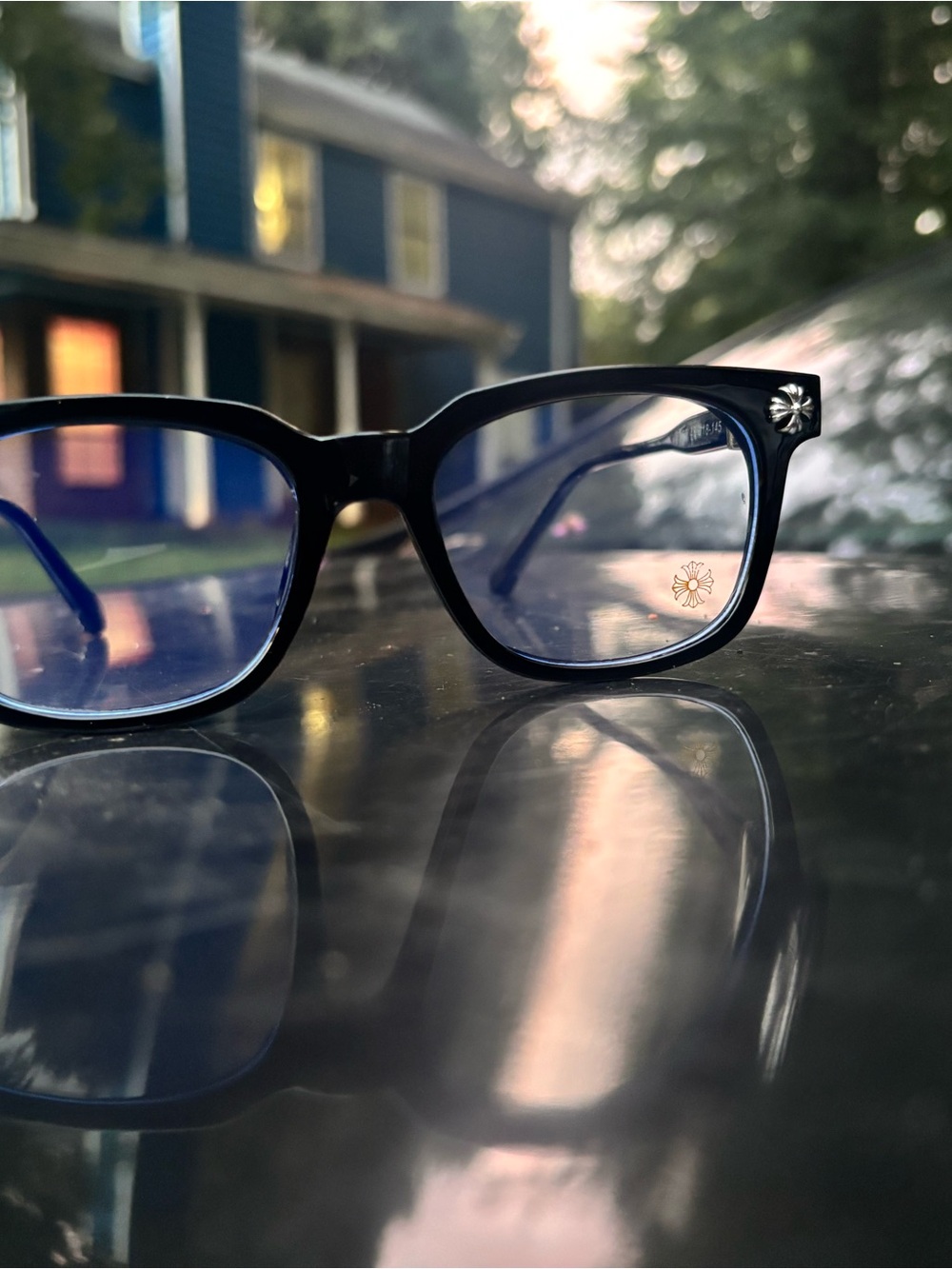 Chrome Heart New Needle Nose Anti Blue Light Retro Square Glass Black Frame